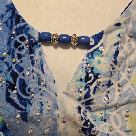 JM Collection Women's Pullover Embellished Neckline 3/4 Sleeve Tunic Sz PP - Picture 9 of 9